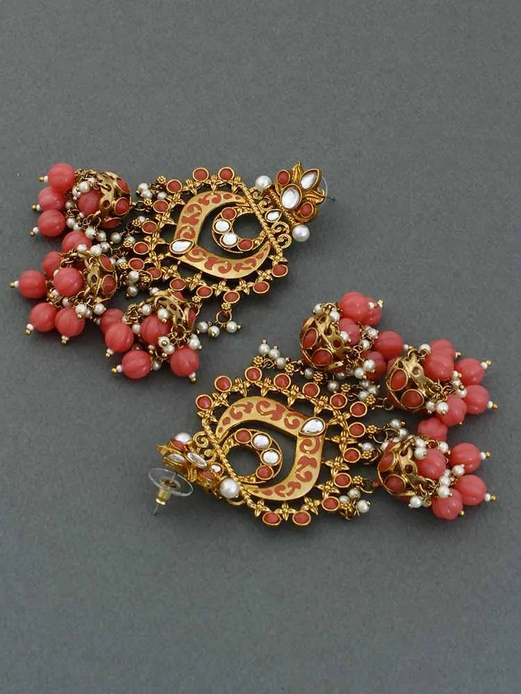 Coral Nityanta Jhumkis