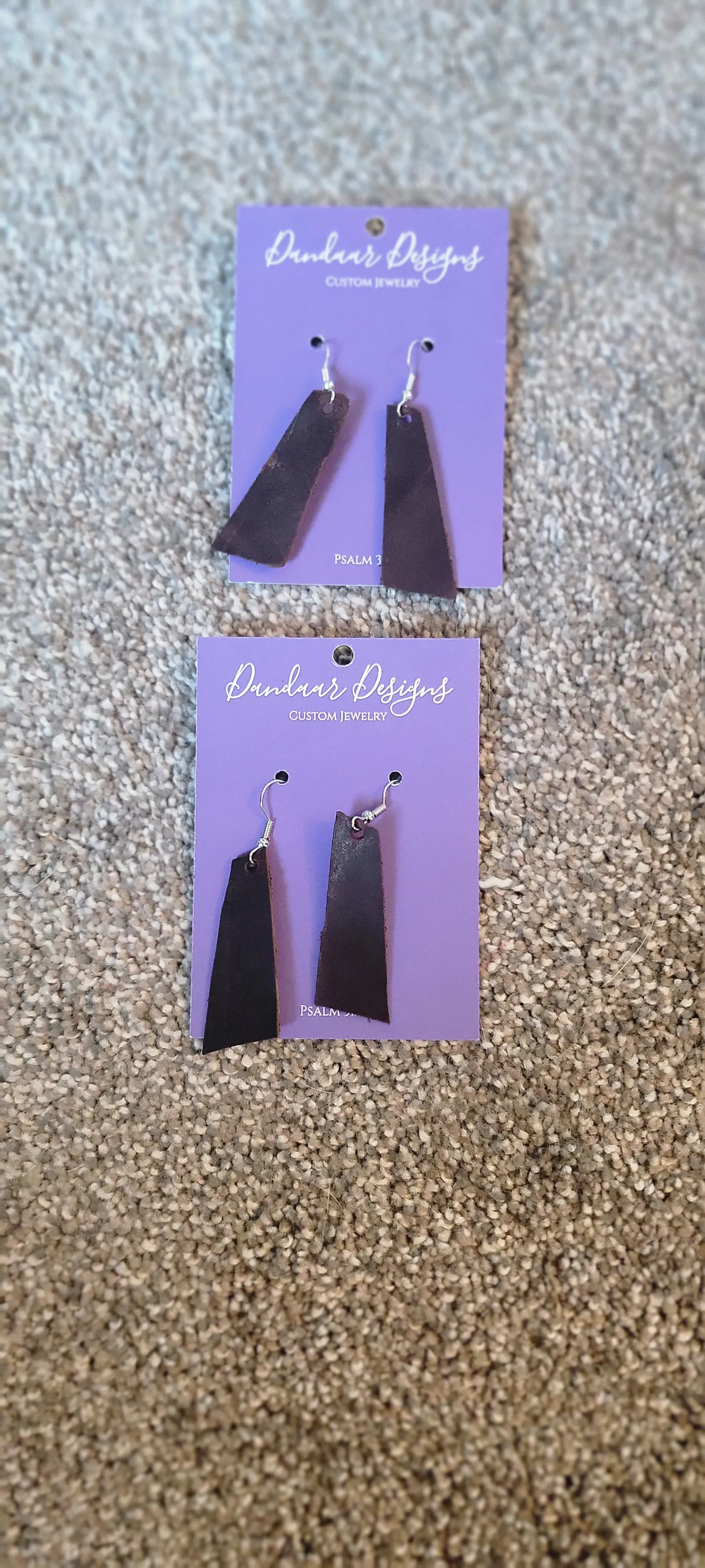 Cowhide Brown Leather Earrings