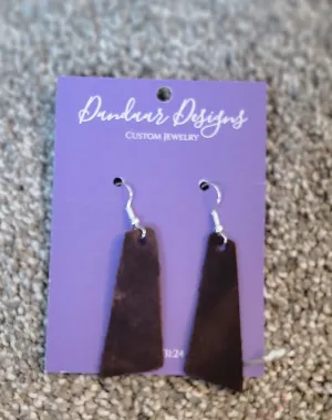 Cowhide Brown Leather Earrings