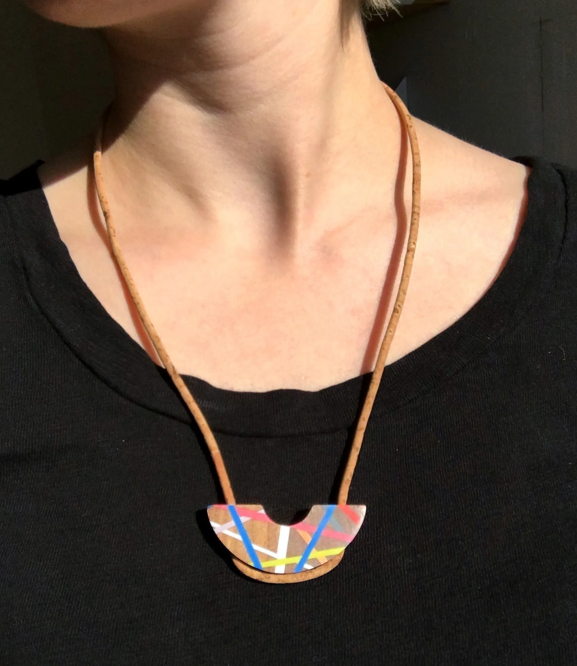 Crescent Cork Wood Necklace