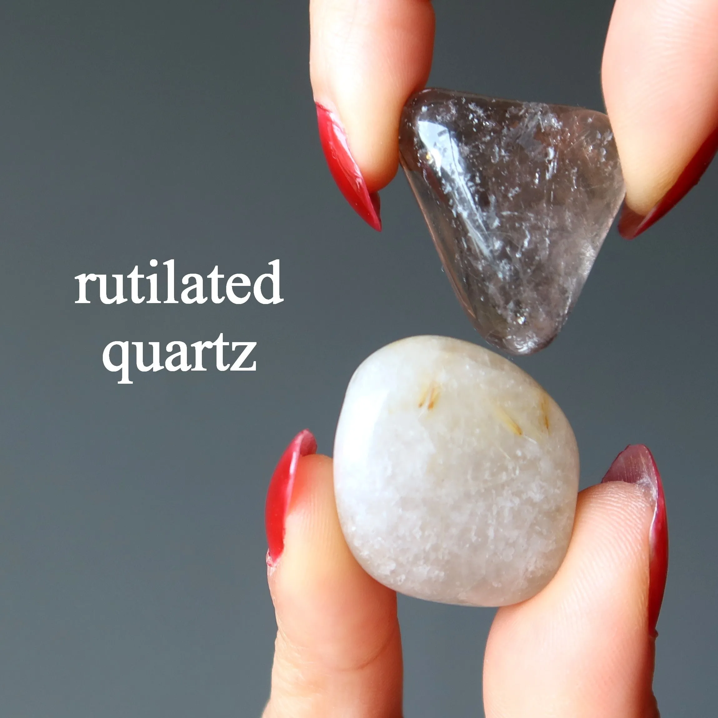 Crown Chakra Tumbled Stone Set Rutilated Quartz Tourmaline