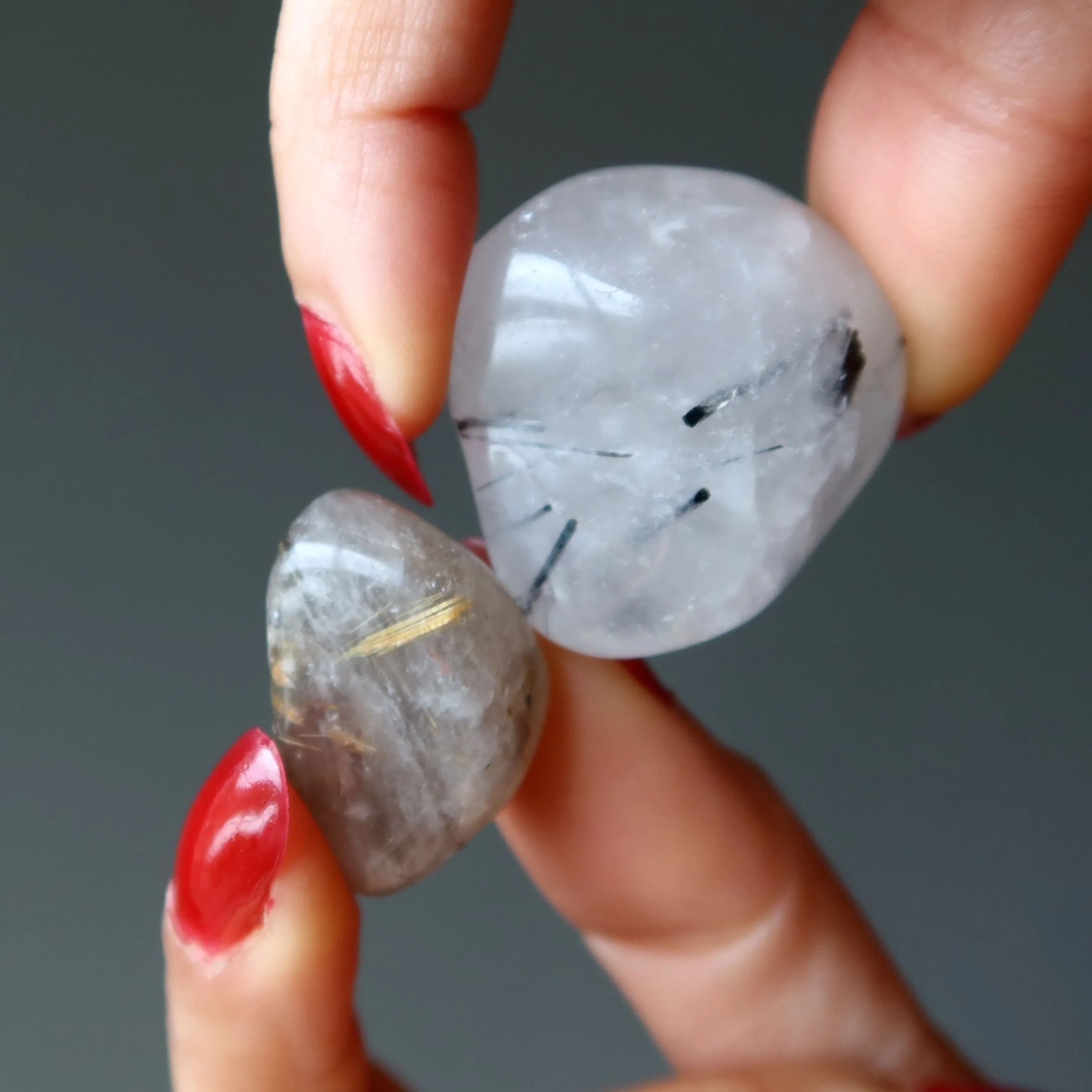 Crown Chakra Tumbled Stone Set Rutilated Quartz Tourmaline