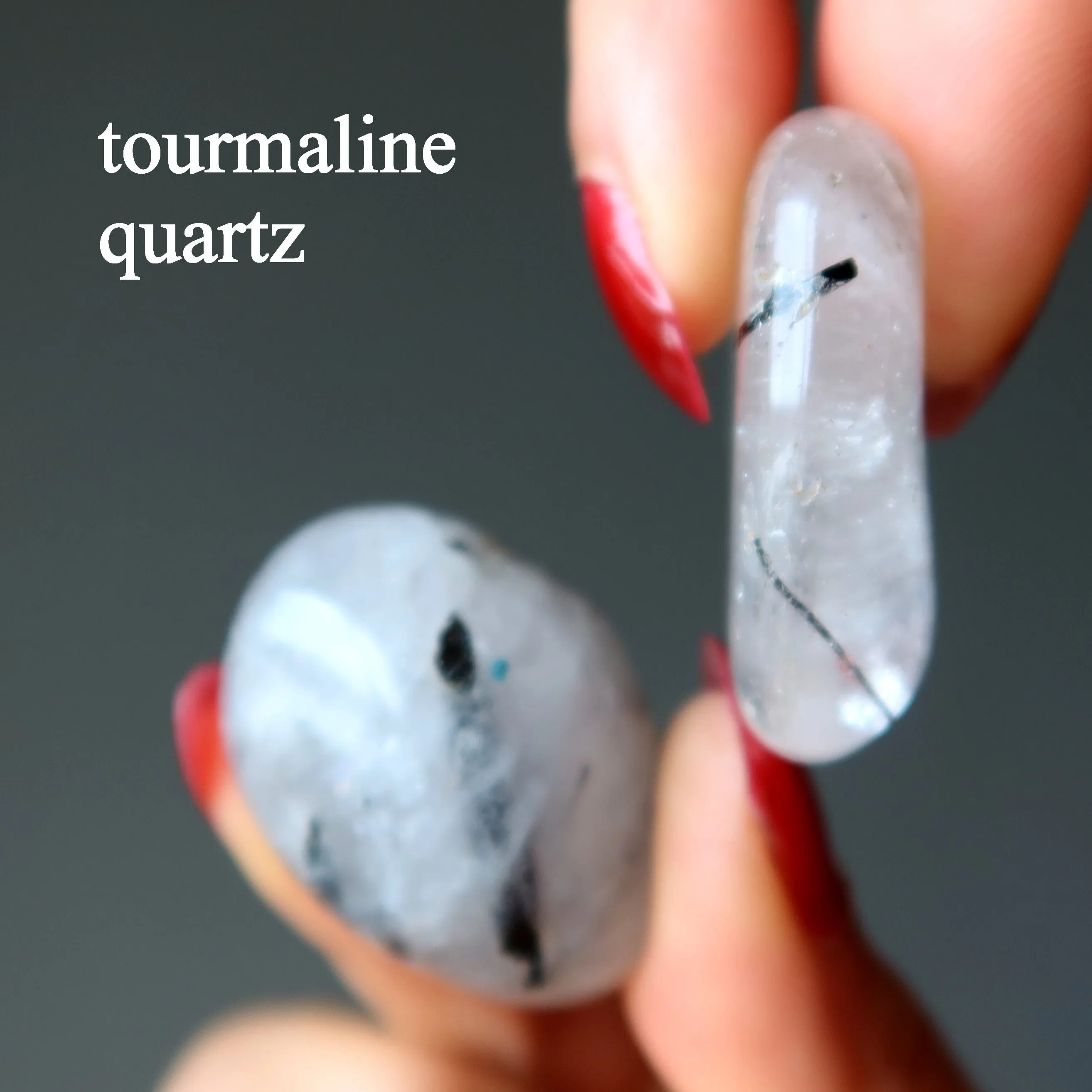 Crown Chakra Tumbled Stone Set Rutilated Quartz Tourmaline