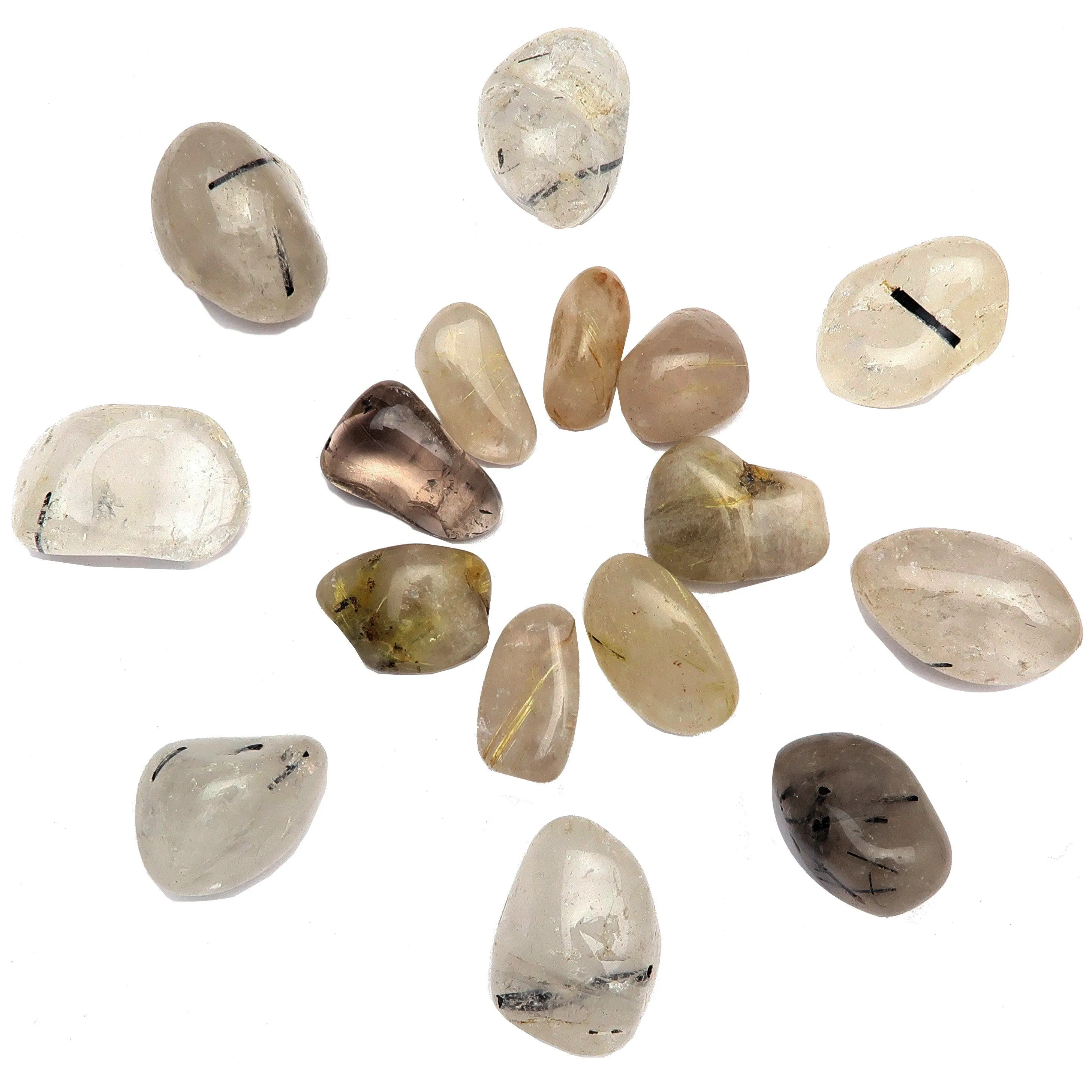 Crown Chakra Tumbled Stone Set Rutilated Quartz Tourmaline