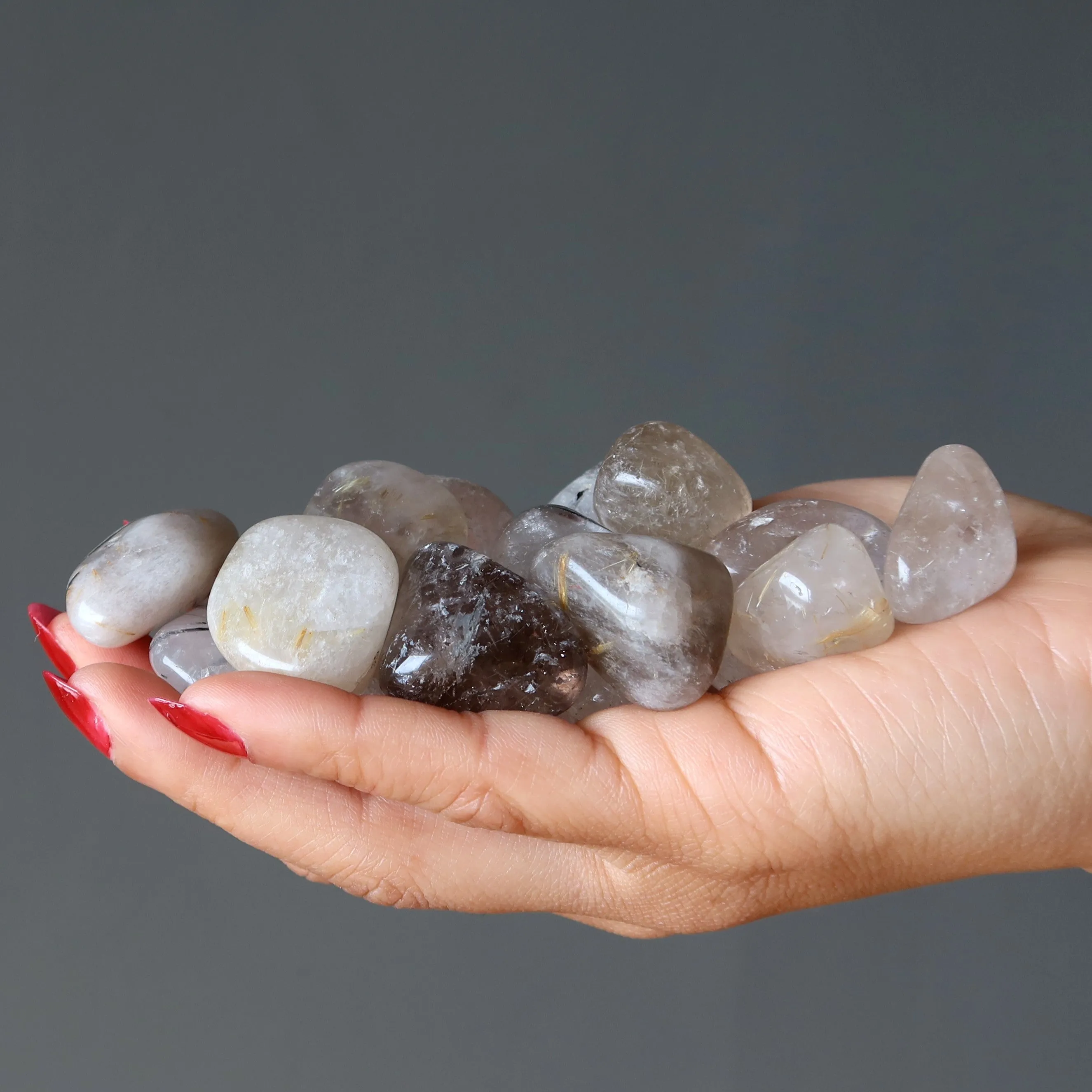 Crown Chakra Tumbled Stone Set Rutilated Quartz Tourmaline