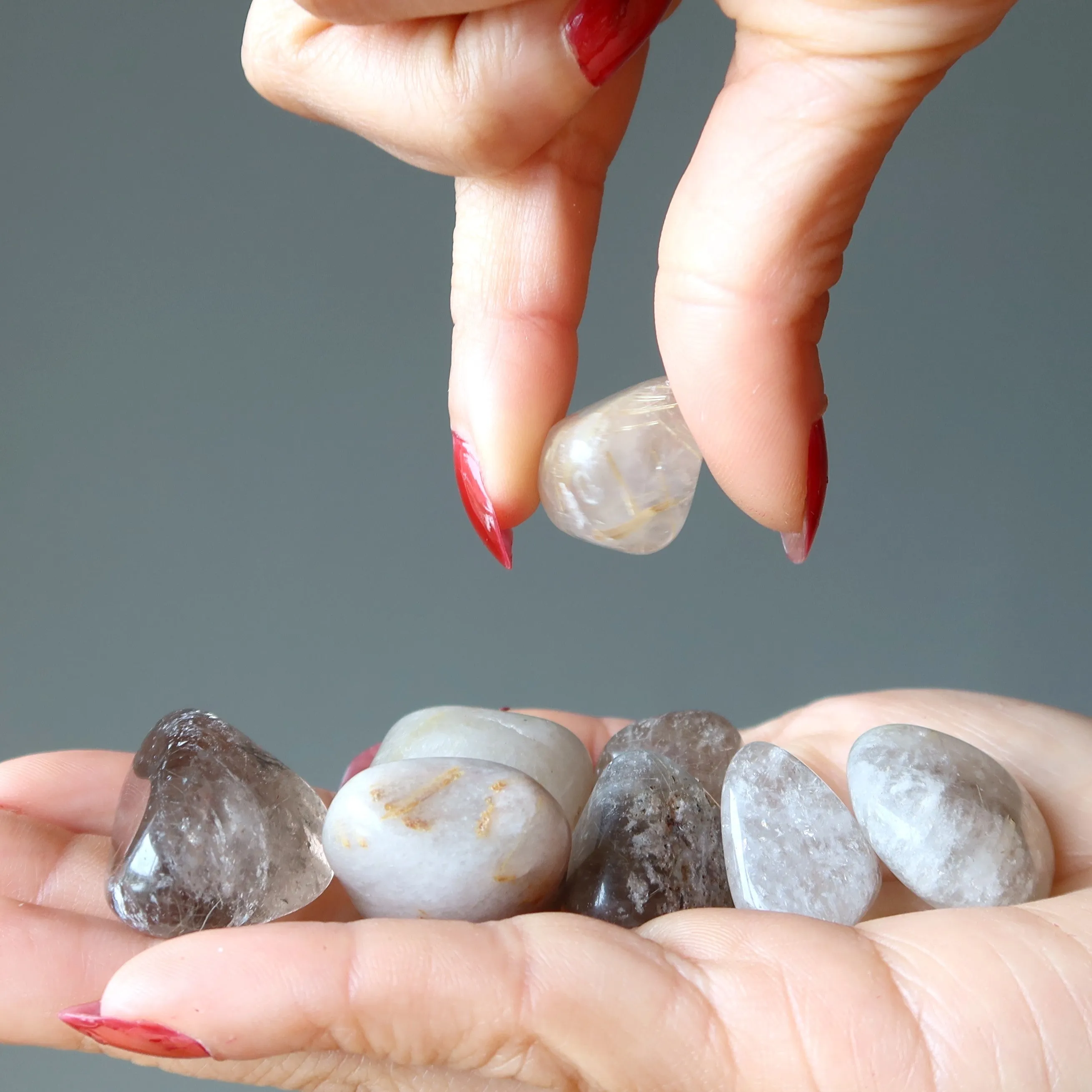 Crown Chakra Tumbled Stone Set Rutilated Quartz Tourmaline