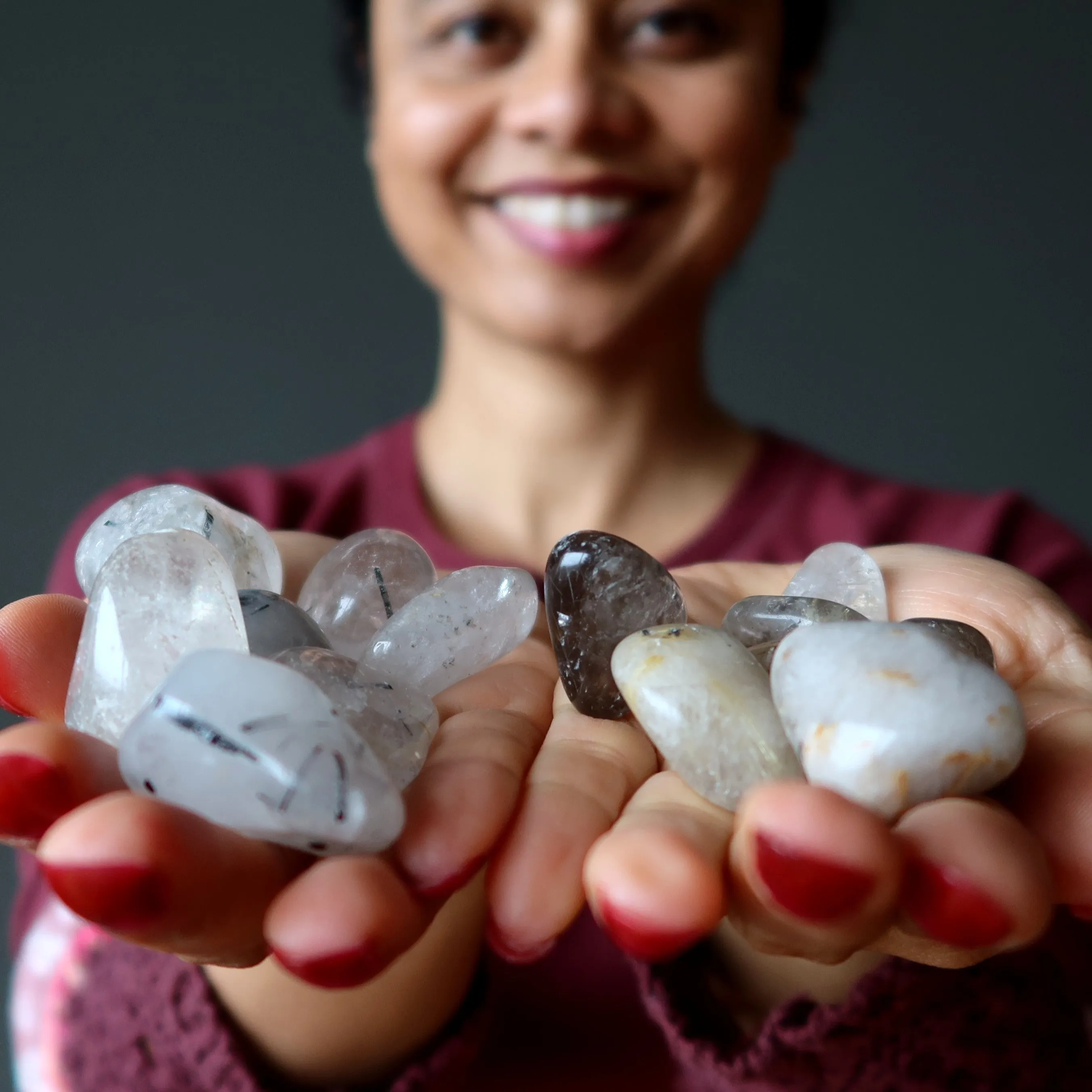 Crown Chakra Tumbled Stone Set Rutilated Quartz Tourmaline