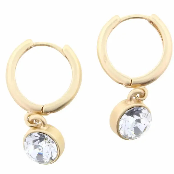 Crystal Dangle Huggie Hoop