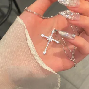 Crystal Zircon Cross Pendant Necklace