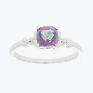 Cushion Purple Mystic Topaz Sterling Silver Ring with Accent