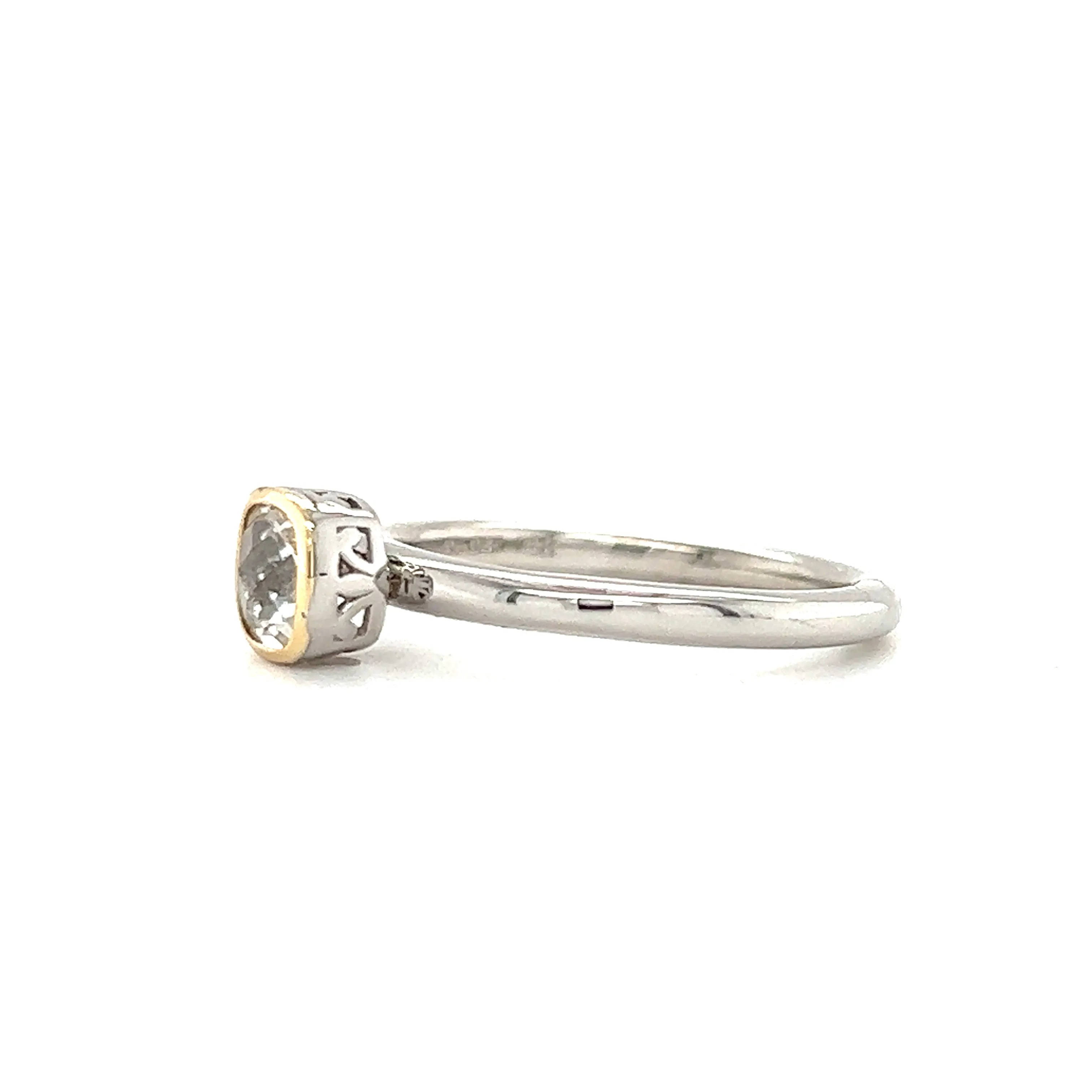 Cushion White Topaz Ring with 14K Yellow Gold Accent in Sterling Silver