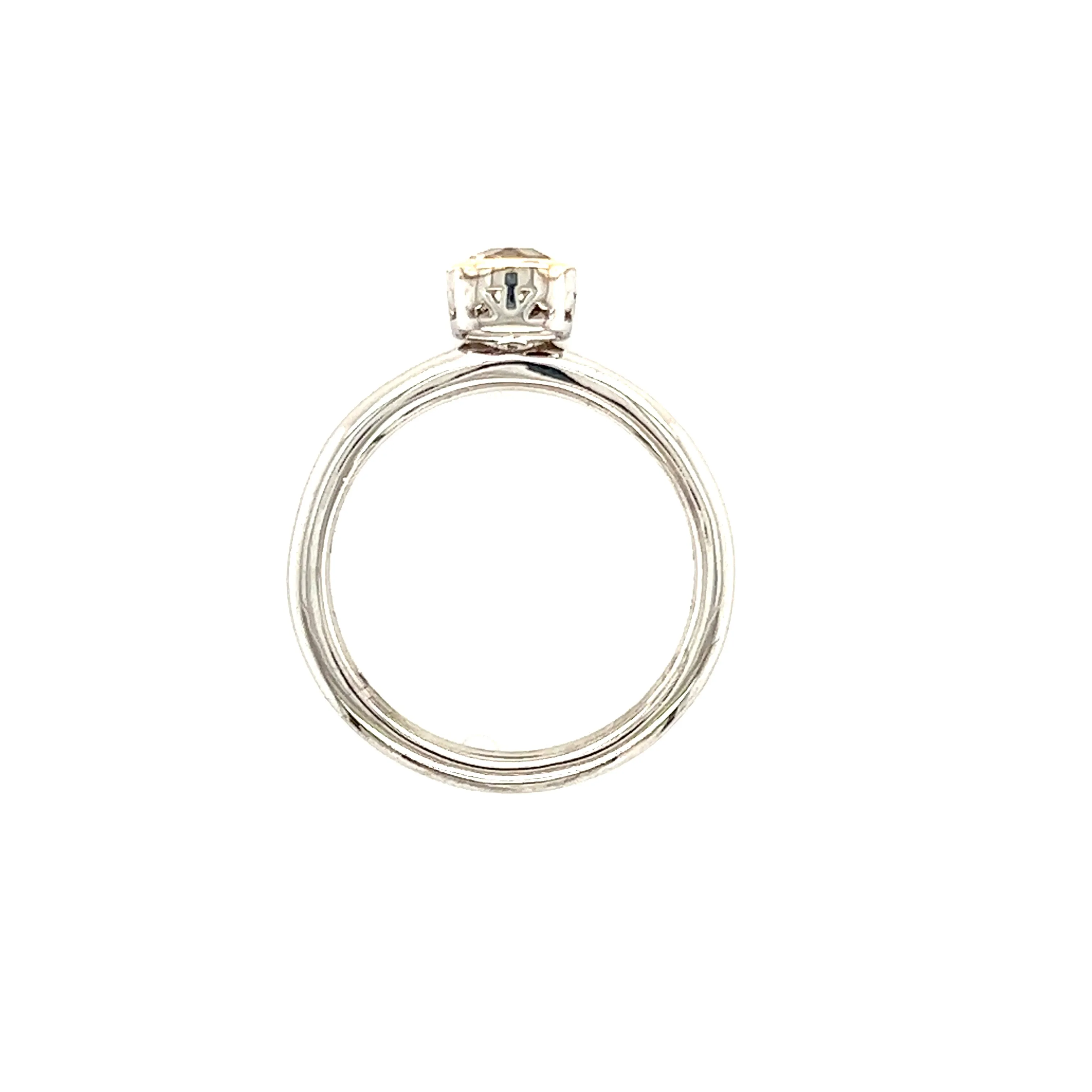 Cushion White Topaz Ring with 14K Yellow Gold Accent in Sterling Silver