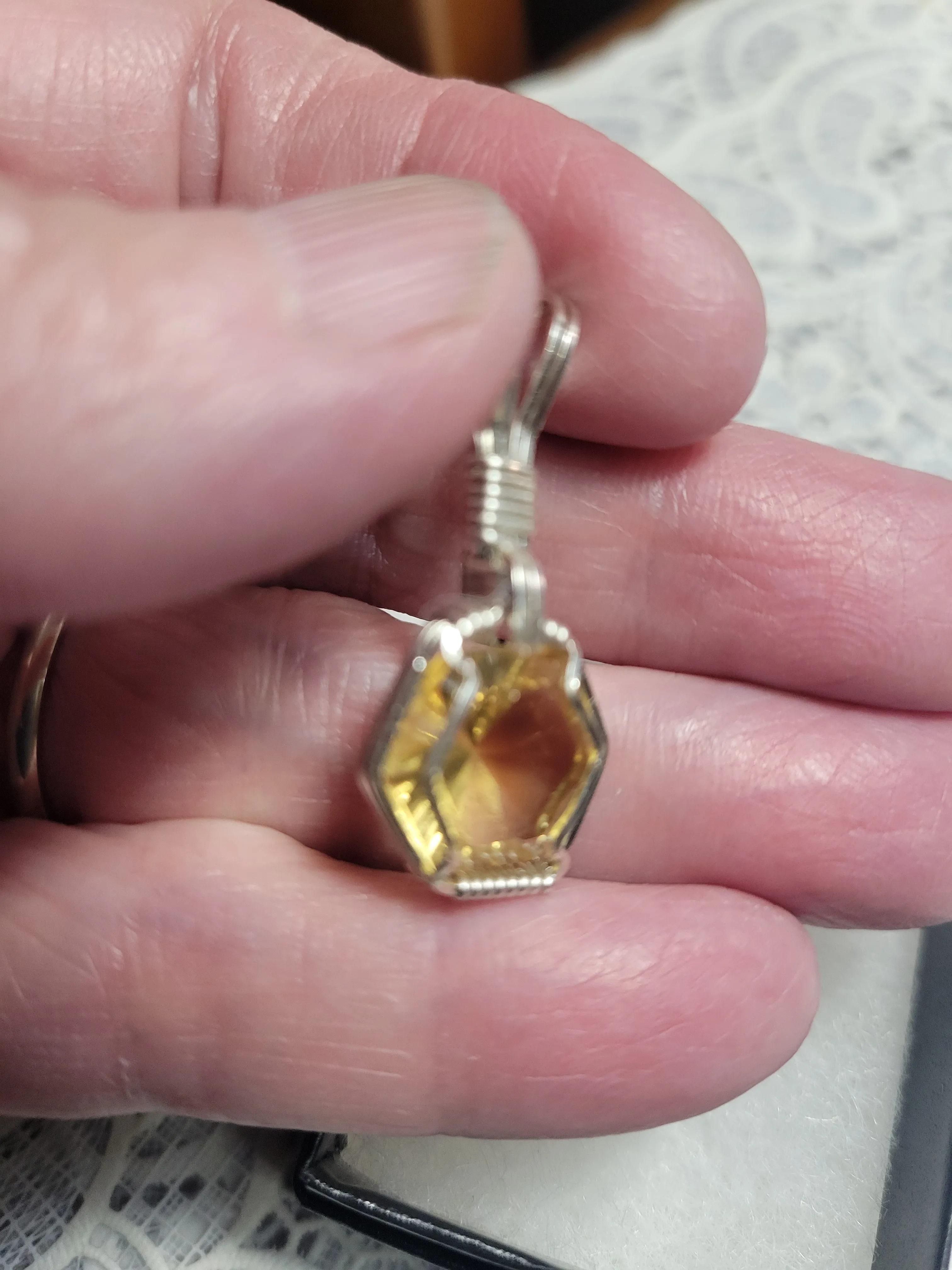 Custom Wire Wrapped Faceted Citrine Necklace/Pendant Sterling Silver