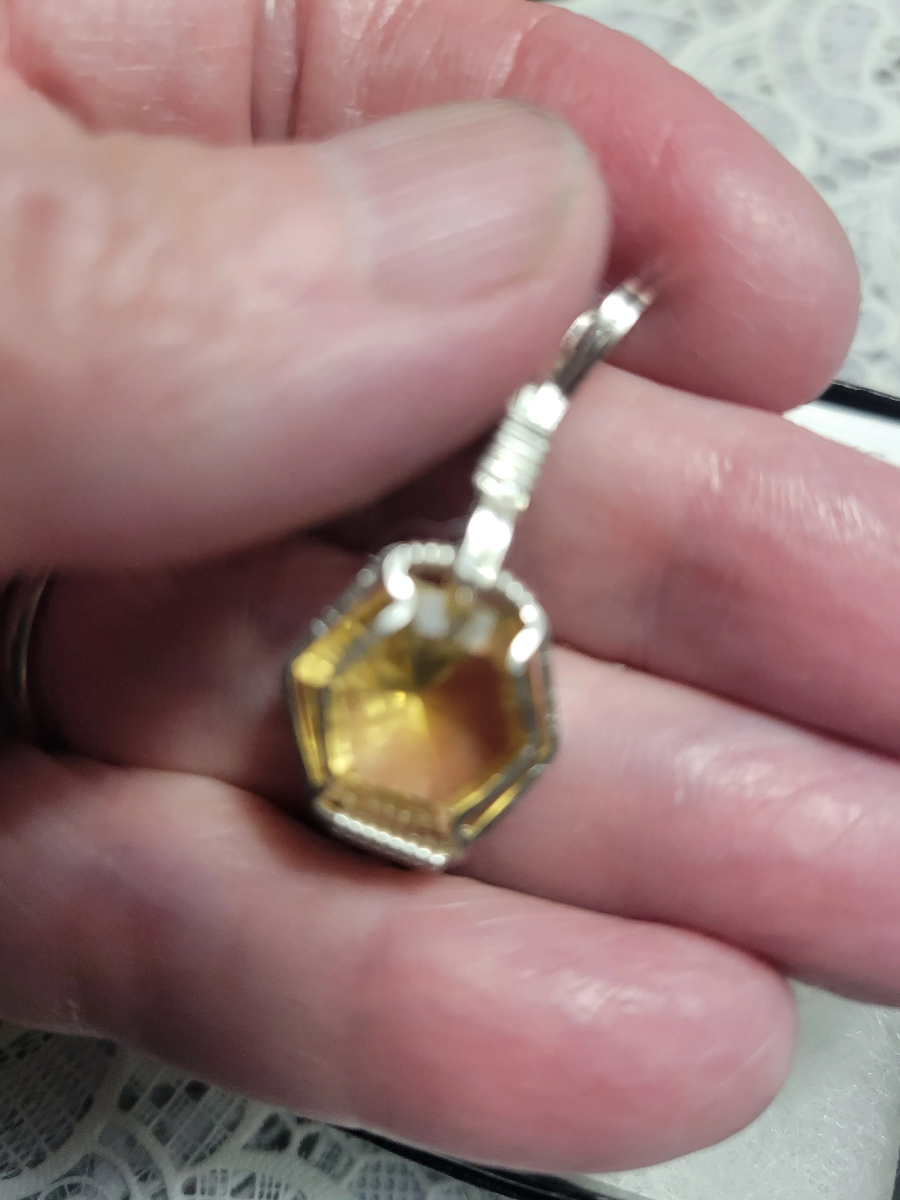 Custom Wire Wrapped Faceted Citrine Necklace/Pendant Sterling Silver