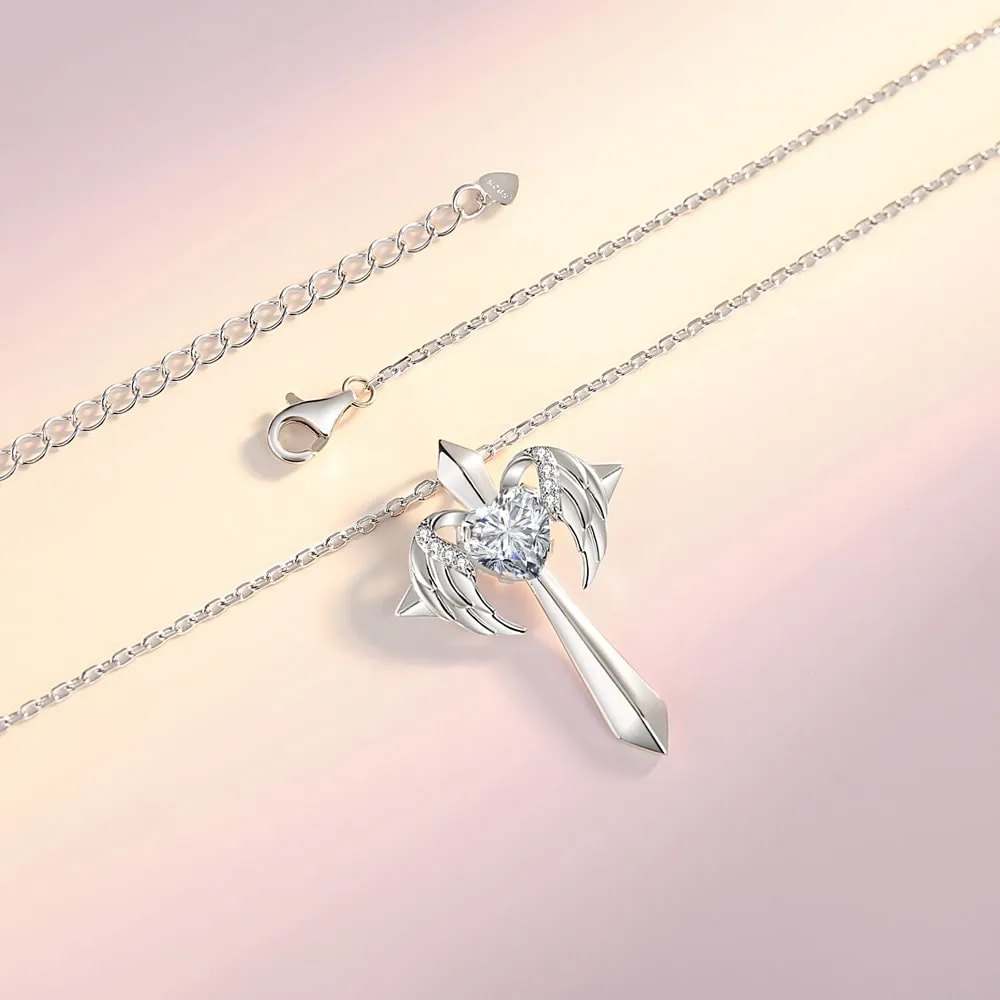 Customize Angel Wings Cross Necklace