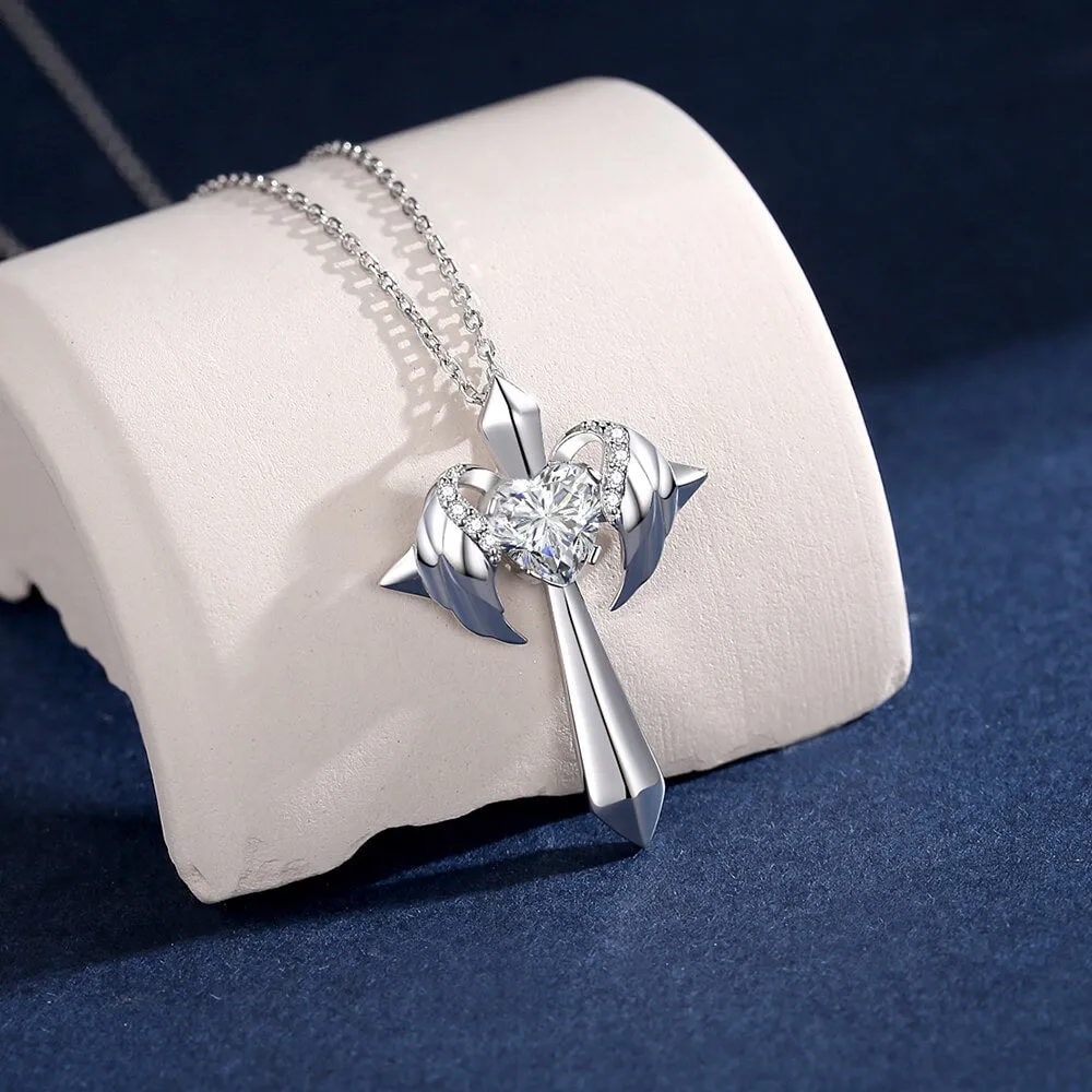 Customize Angel Wings Cross Necklace
