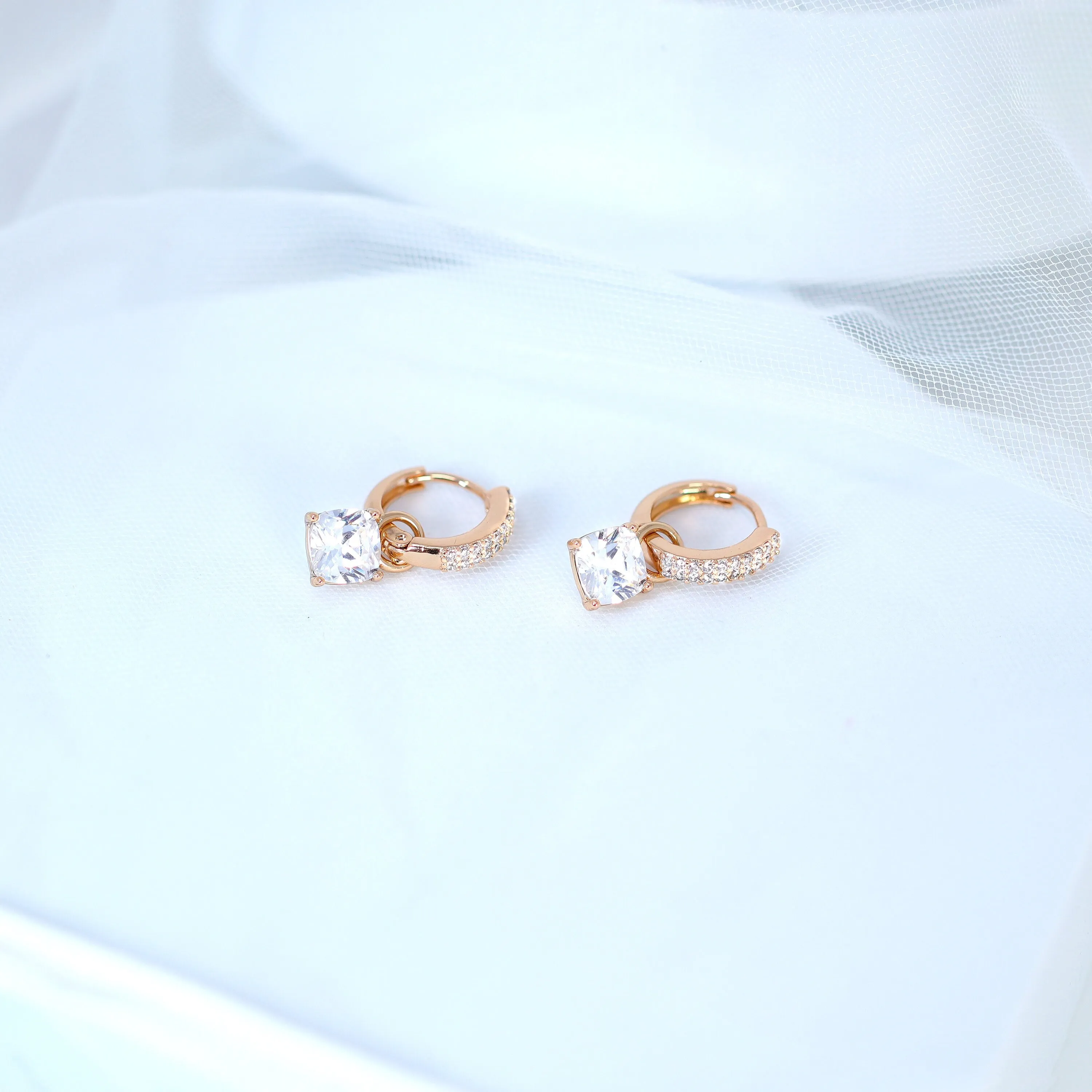 Dainty Cz Diamond Drop Hoop Earrings, Two In One Crystal Hoop Earrings, Statement Earrings, Rhinestones Hoop Earrings.