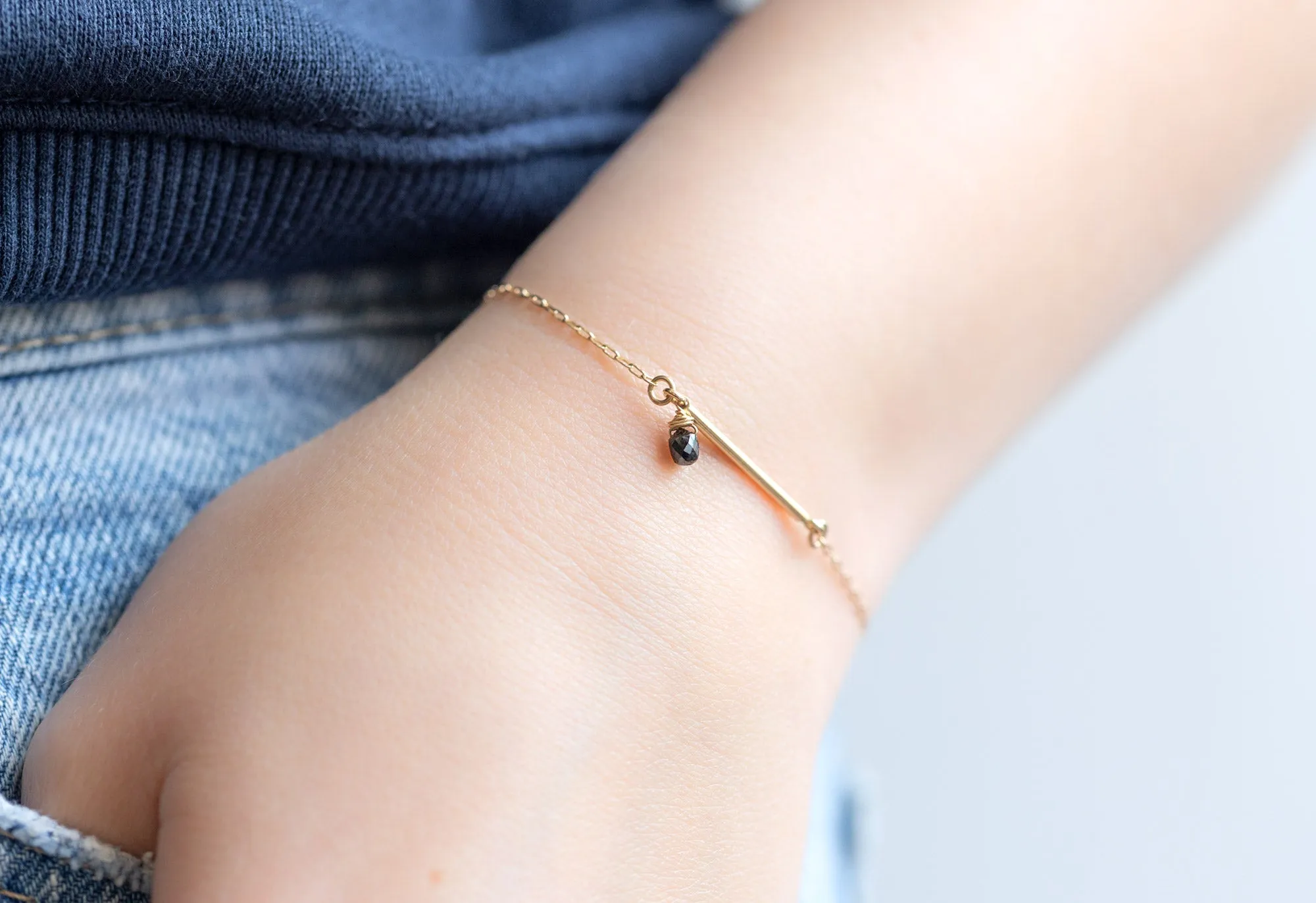 Diamond Briolette Bar Bracelet