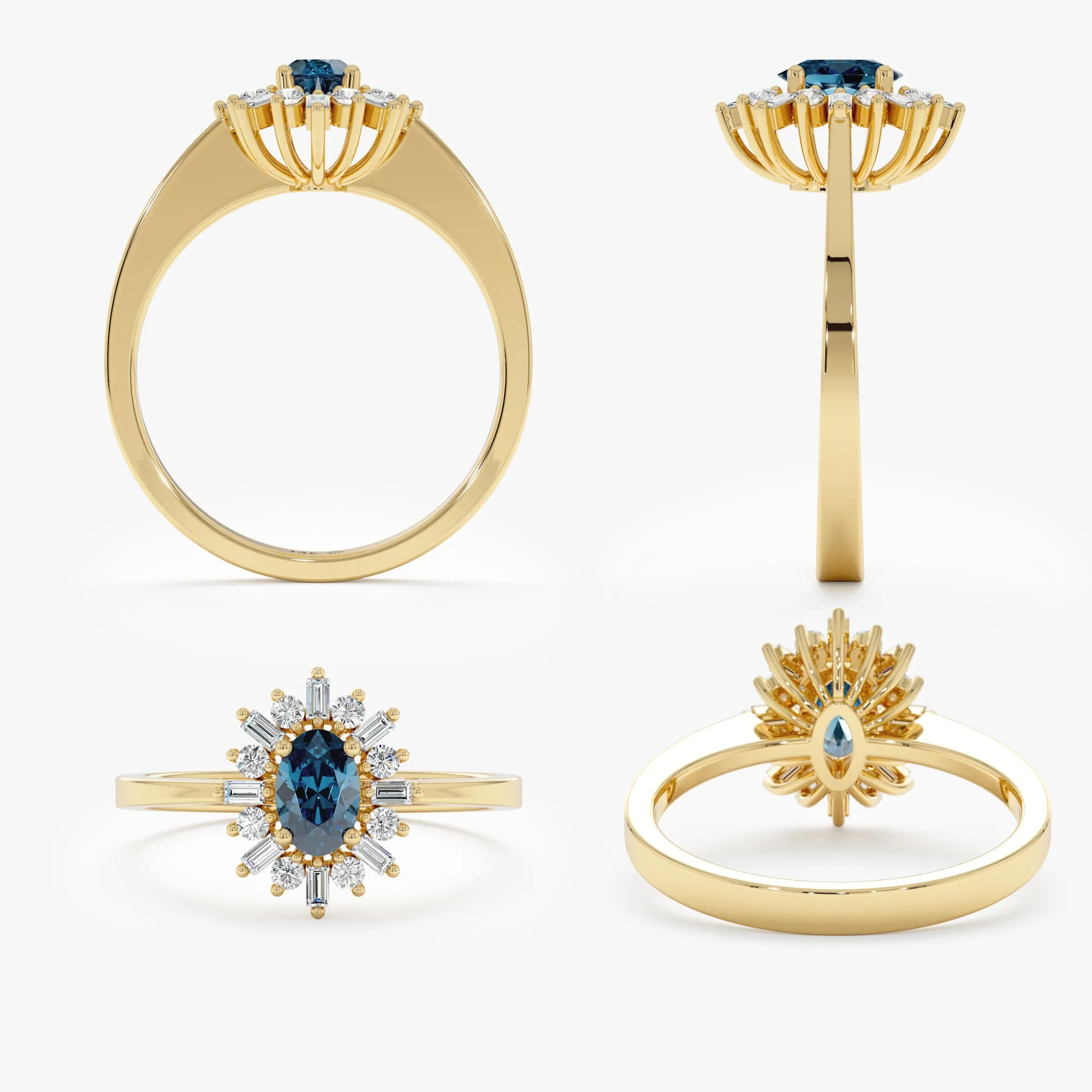 Diamond Framed Blue Topaz Engagement Ring, Azulia