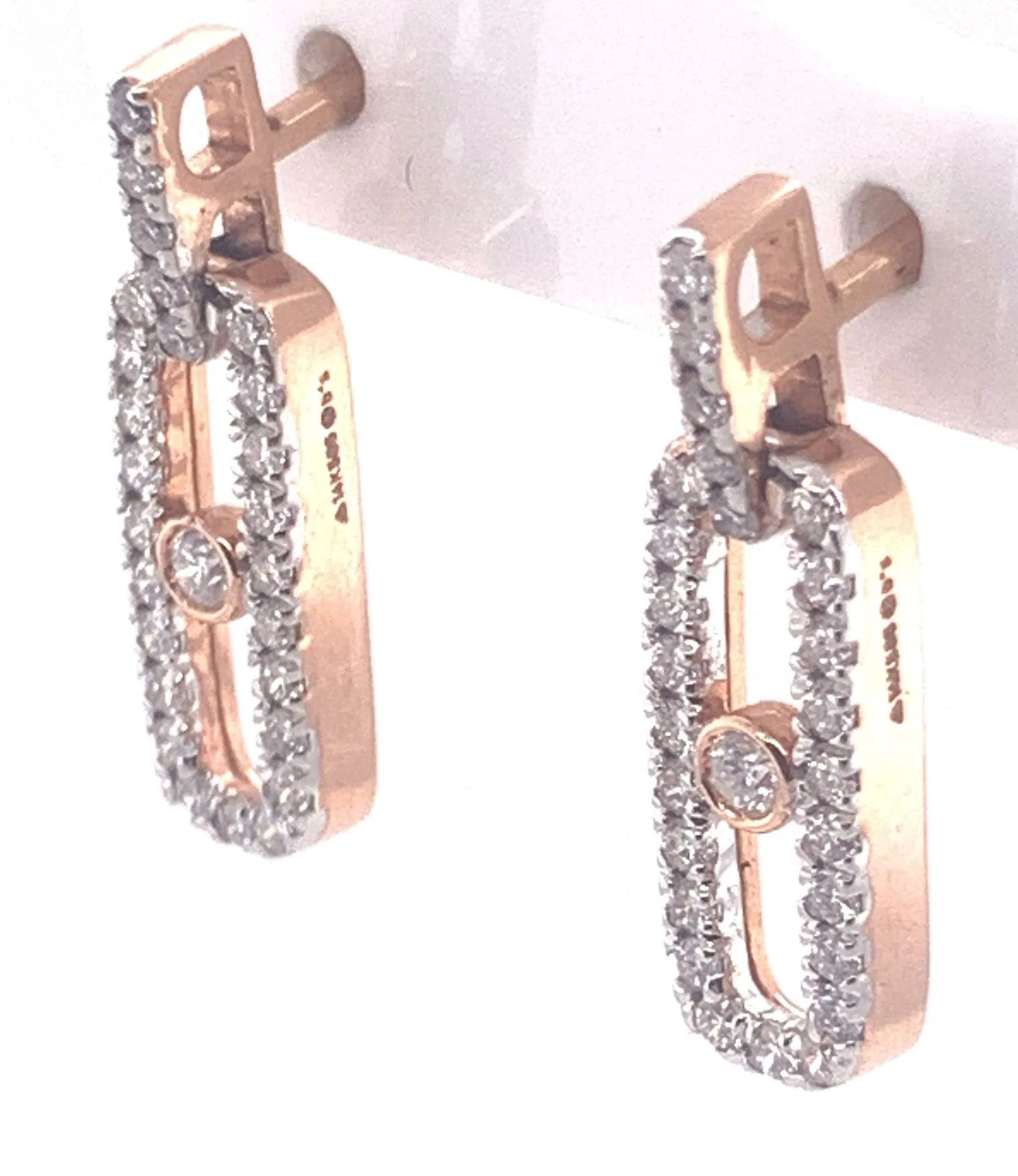Diamond Rectangle Dangle Earrings