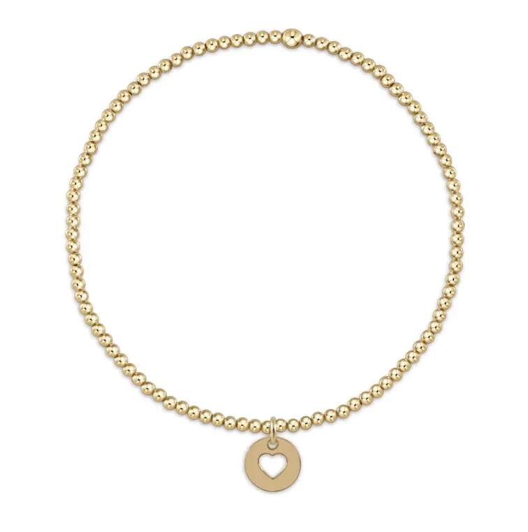 E Newton egirl Classic Gold Bead Bracelet - Love Small Gold Disc