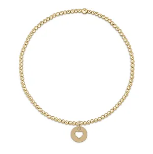E Newton egirl Classic Gold Bead Bracelet - Love Small Gold Disc