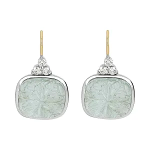 Earrings - Green Quartz And Diamond