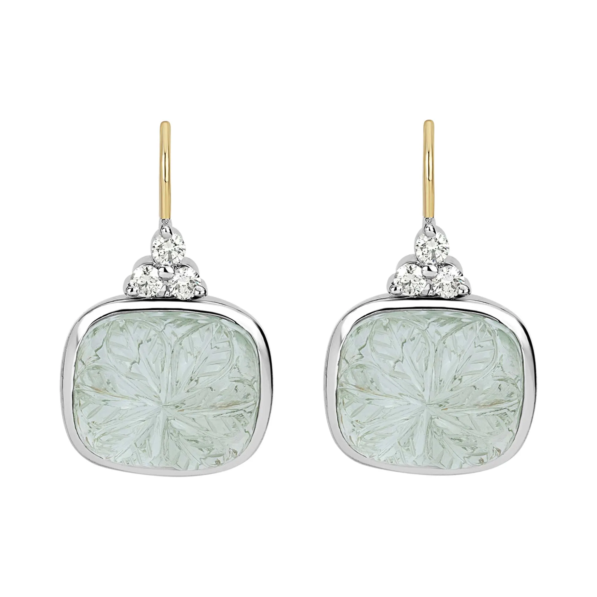 Earrings - Green Quartz And Diamond