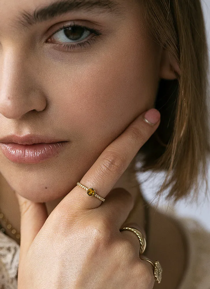 Edie citrine november birthstone ring 14k gold