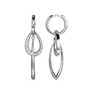 ELLE Sterling Silver "Swing" Marquise & Pave CZ Link Dangle Earrings (SI5033)