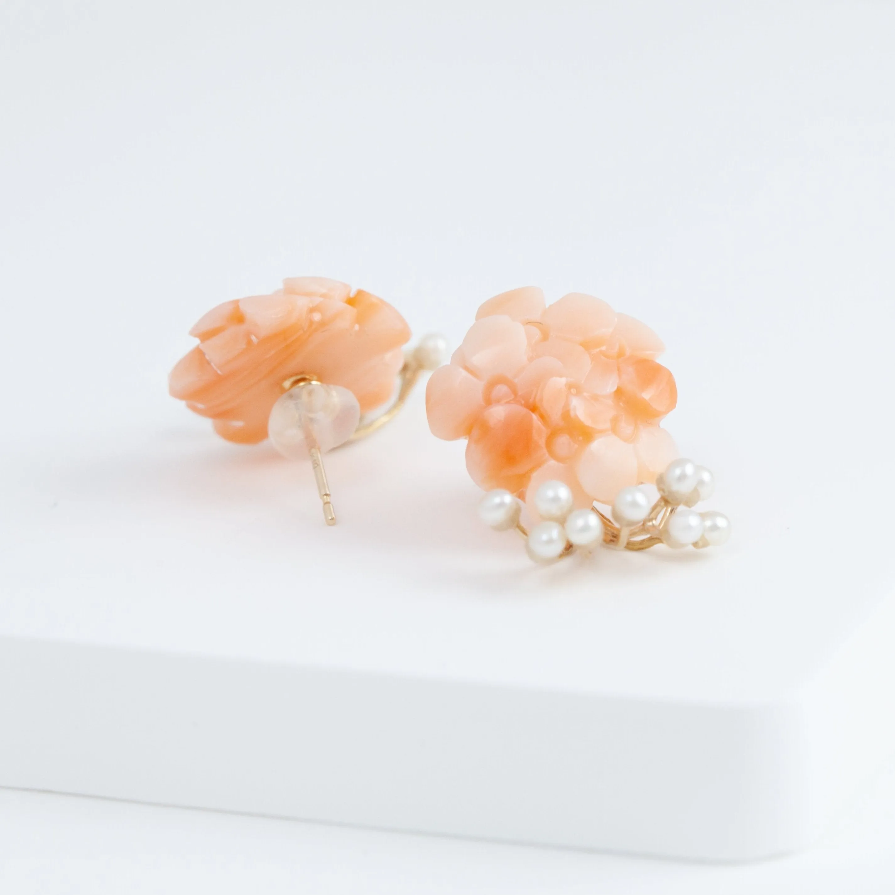 Fairy big momoiro coral and pearl earrings [limited edition]