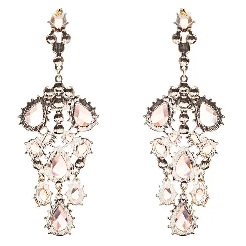 Fashion Chic Sparkle Crystal Rhinestone Stone Dangle Statement Earrings Brown