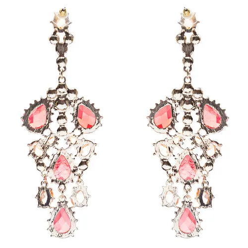 Fashion Chic Sparkle Crystal Rhinestone Stone Dangle Statement Earrings Red