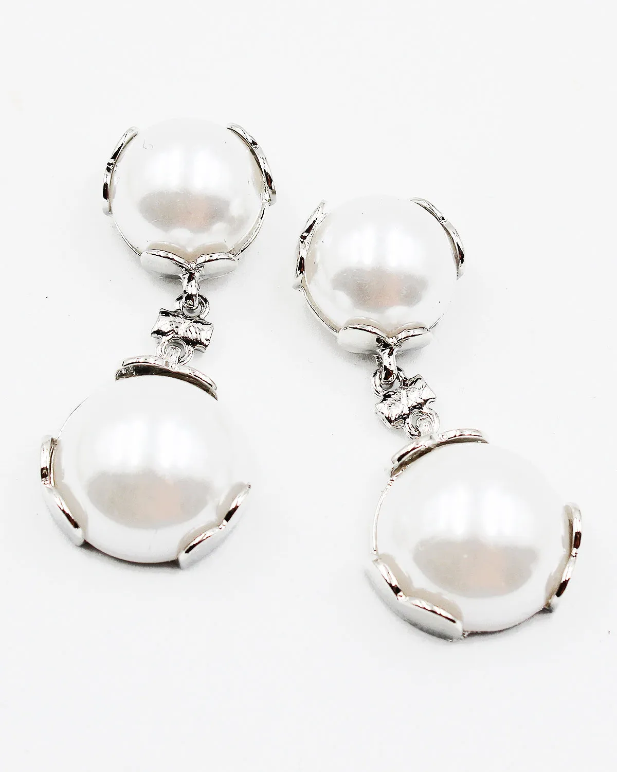 Faux Pearl Double Drop Earrings