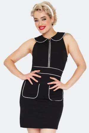 Front Zipper 60s Pocket Dress