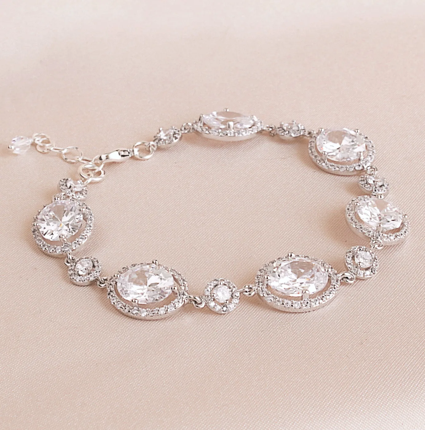 Gold Oval Cubic Zirconia Crystal Bracelet