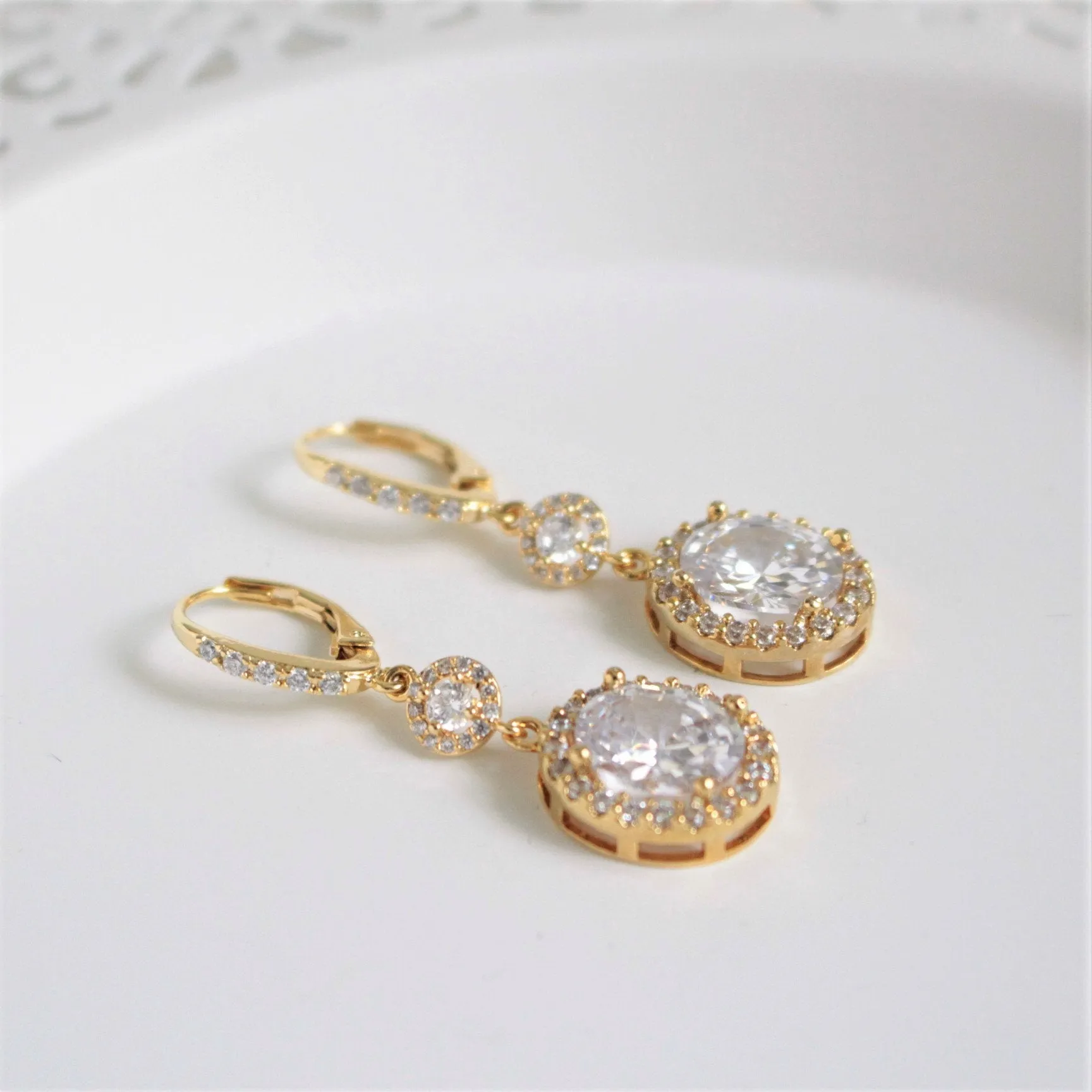 Gold Oval Cubic Zirconia Crystal Bracelet