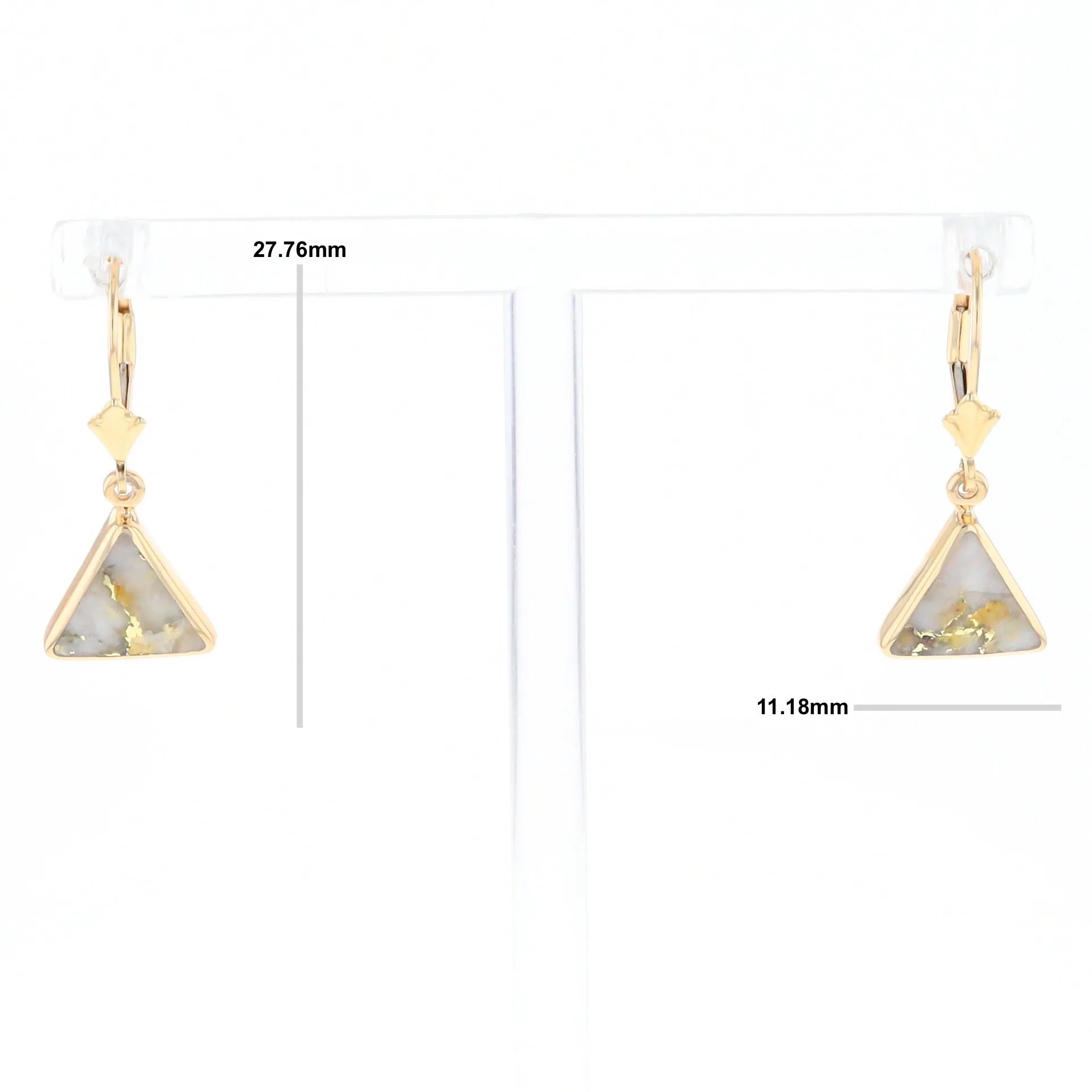 Gold Quartz Triangle Inlaid Earrings - G2