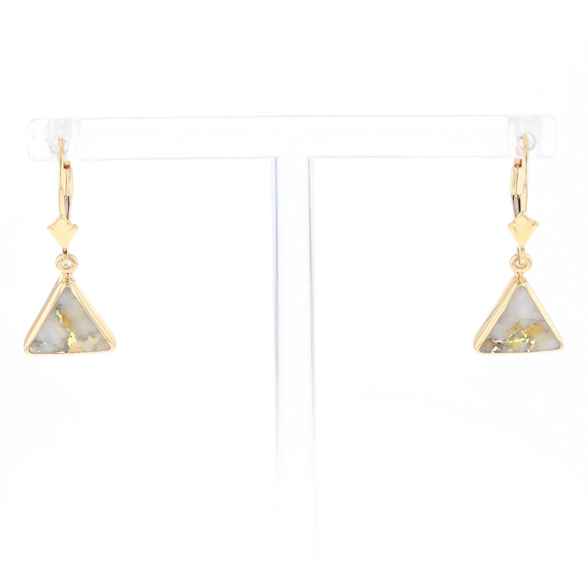 Gold Quartz Triangle Inlaid Earrings - G2