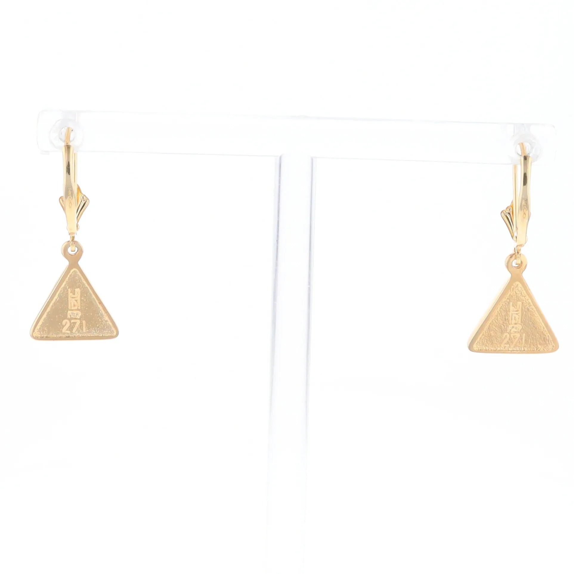 Gold Quartz Triangle Inlaid Earrings - G2