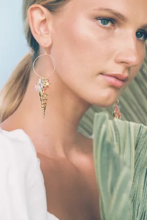 Gold Shell Hoop Earrings
