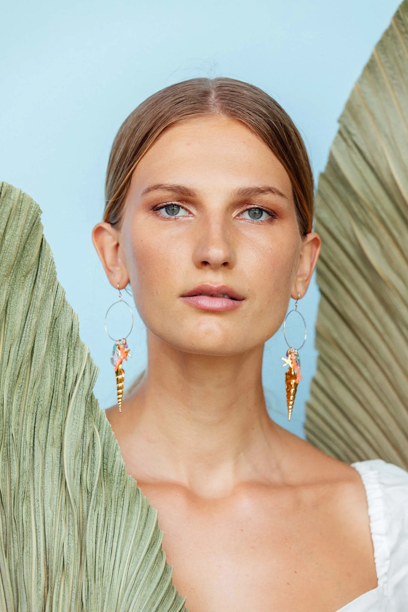 Gold Shell Hoop Earrings