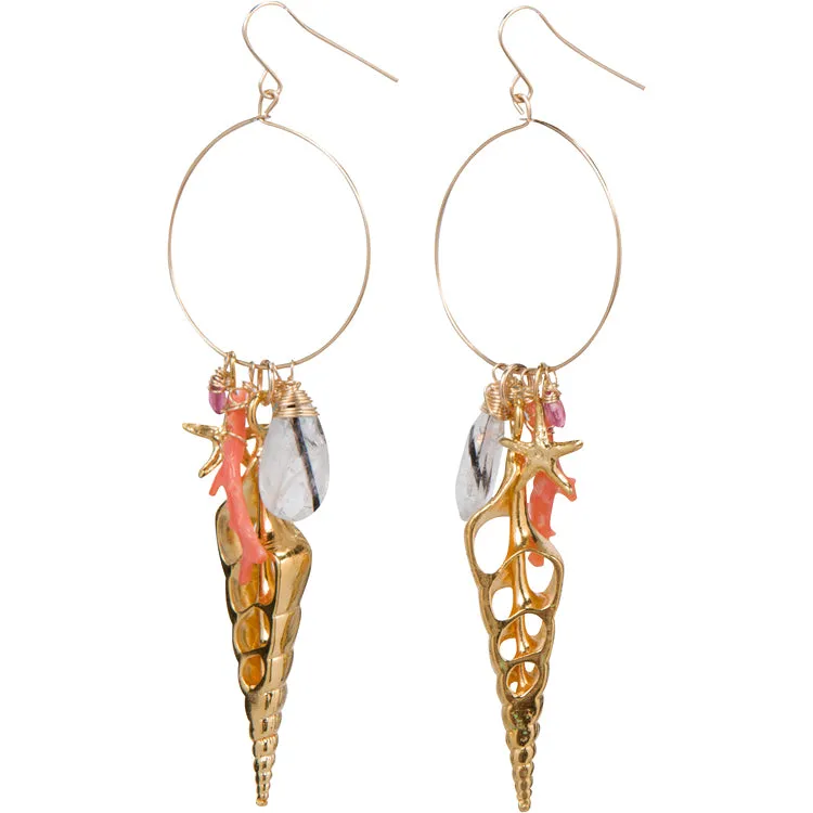 Gold Shell Hoop Earrings