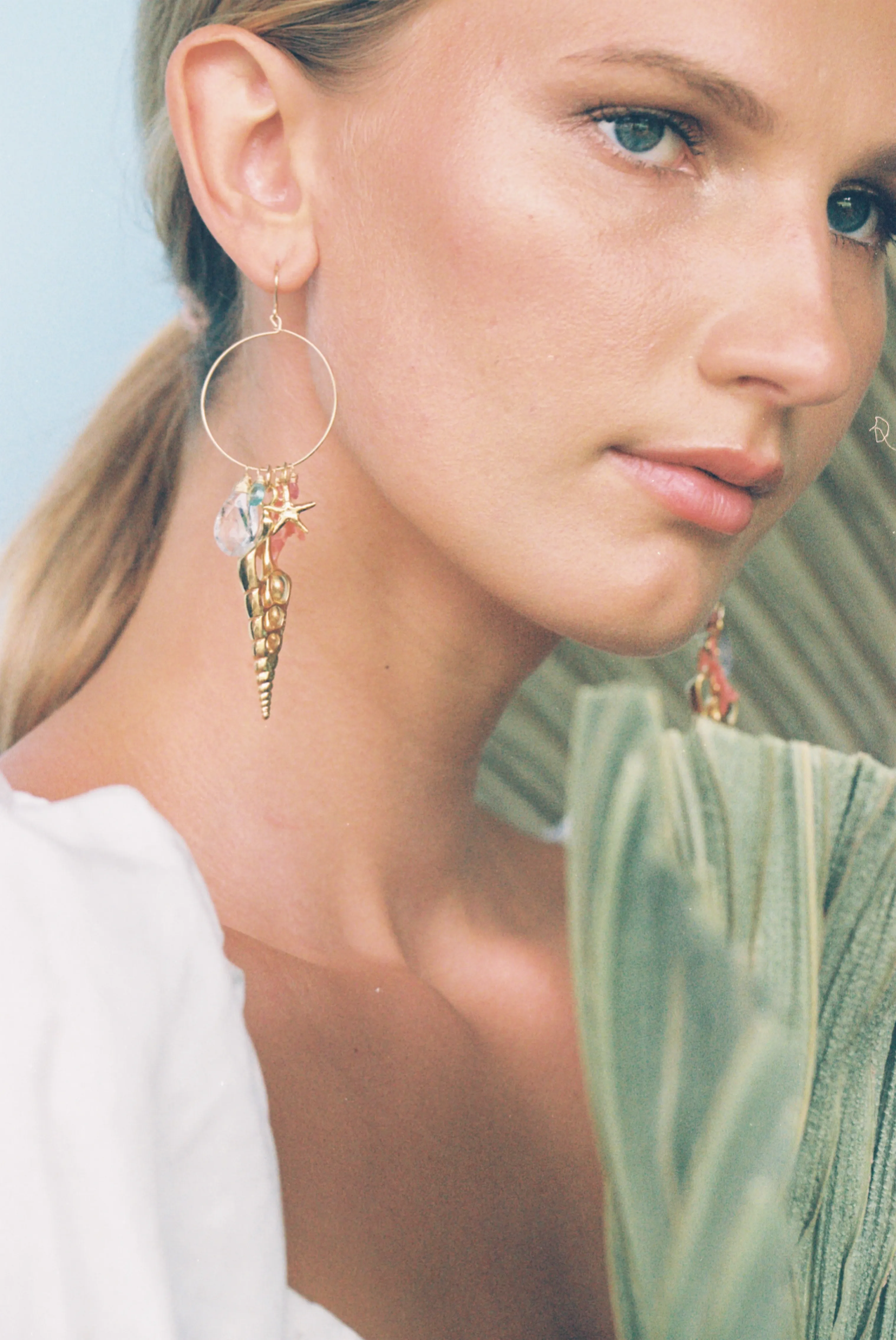 Gold Shell Hoop Earrings