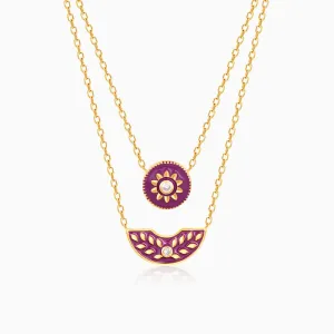 Golden Tyrian Purple Double Layered Necklace