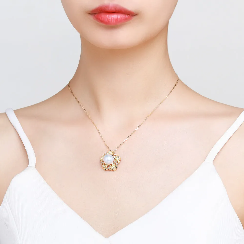Golden Wreath Pearl Necklace