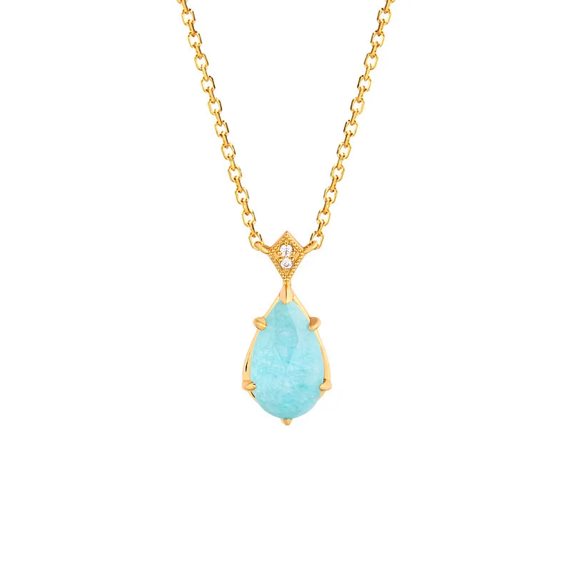 Greece Muse Amazonite Gold Vermeil Necklace