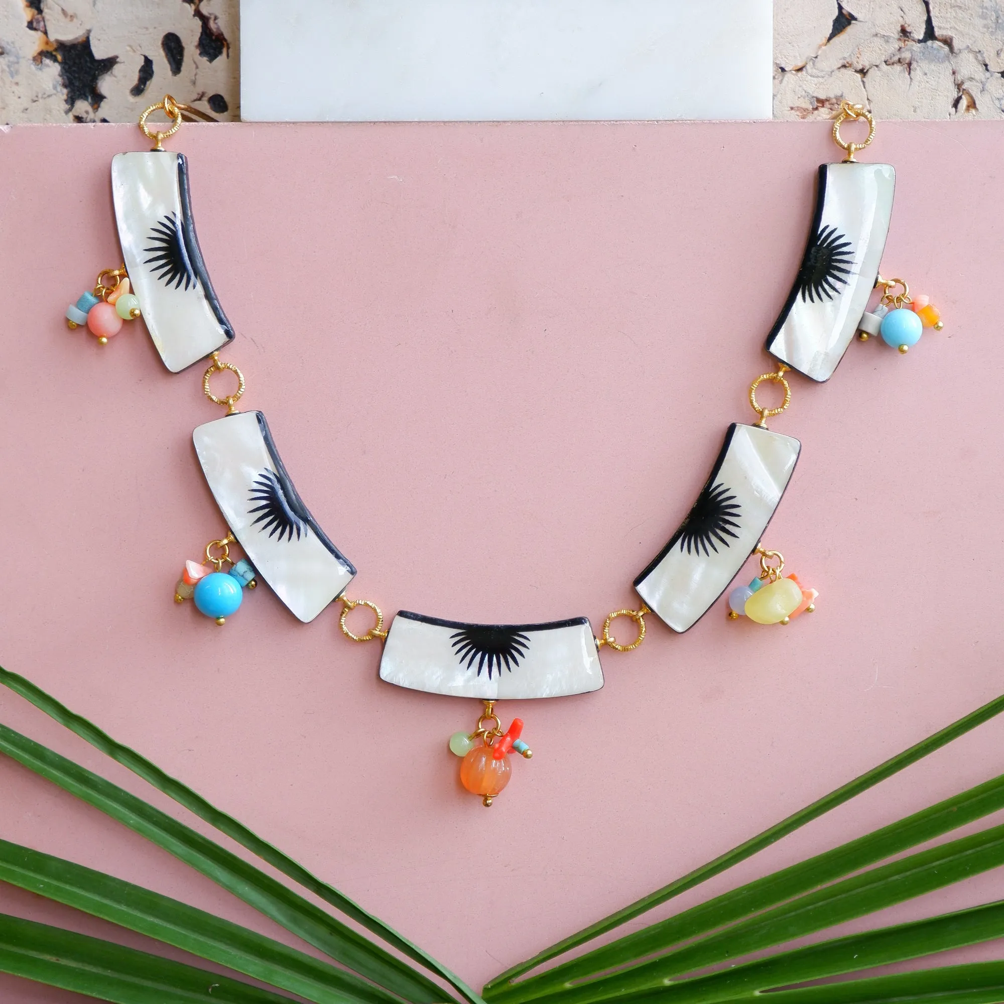 GUADALAJARA . beaded graphic collar necklace