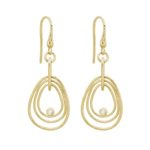 Hammered Open Pear Shape Dangle Earrings
