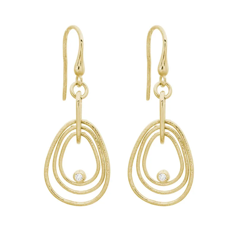Hammered Open Pear Shape Dangle Earrings